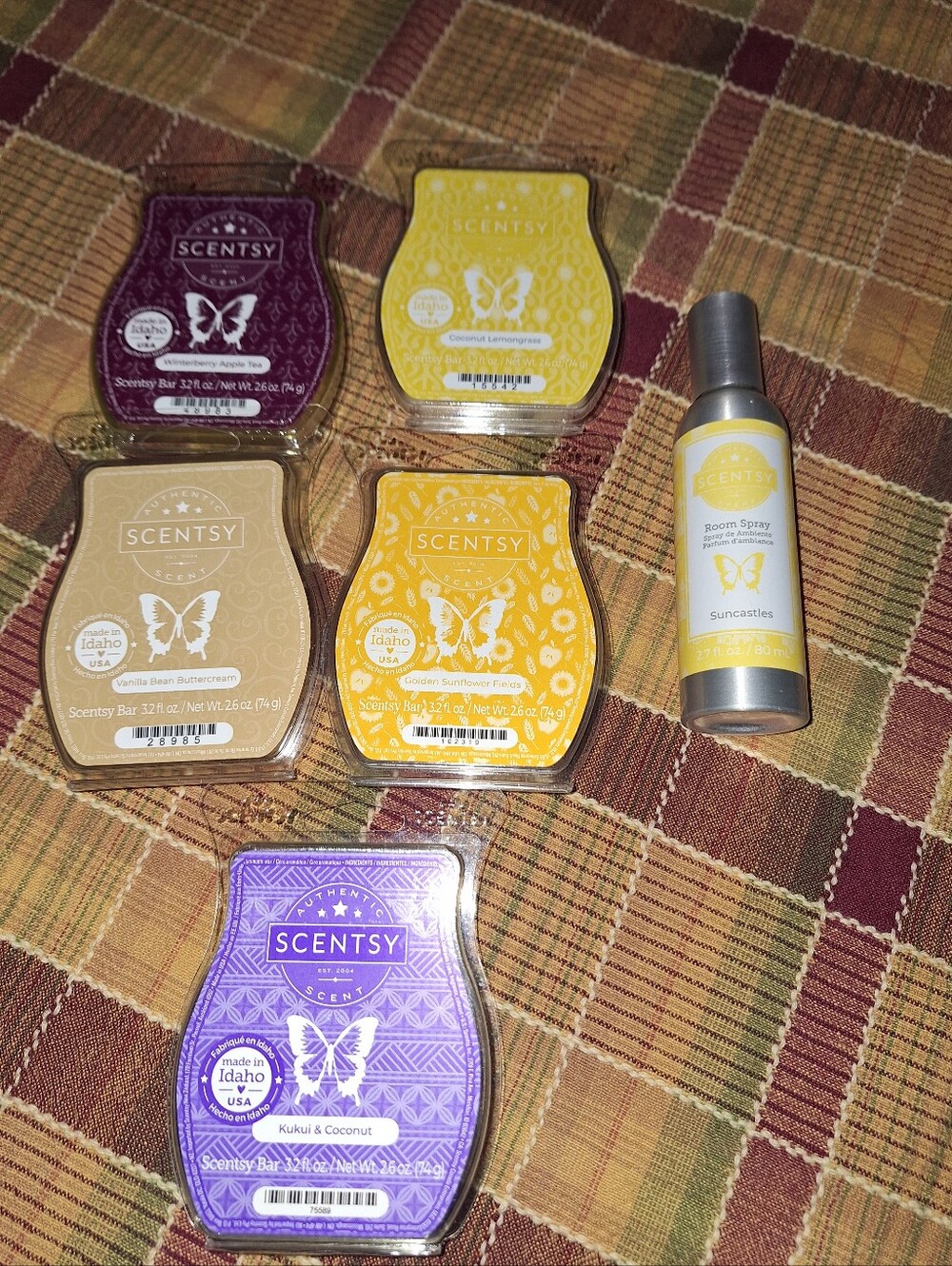 Scentsy Wax Bars & Mist Set - Yellow, Beige & Purple